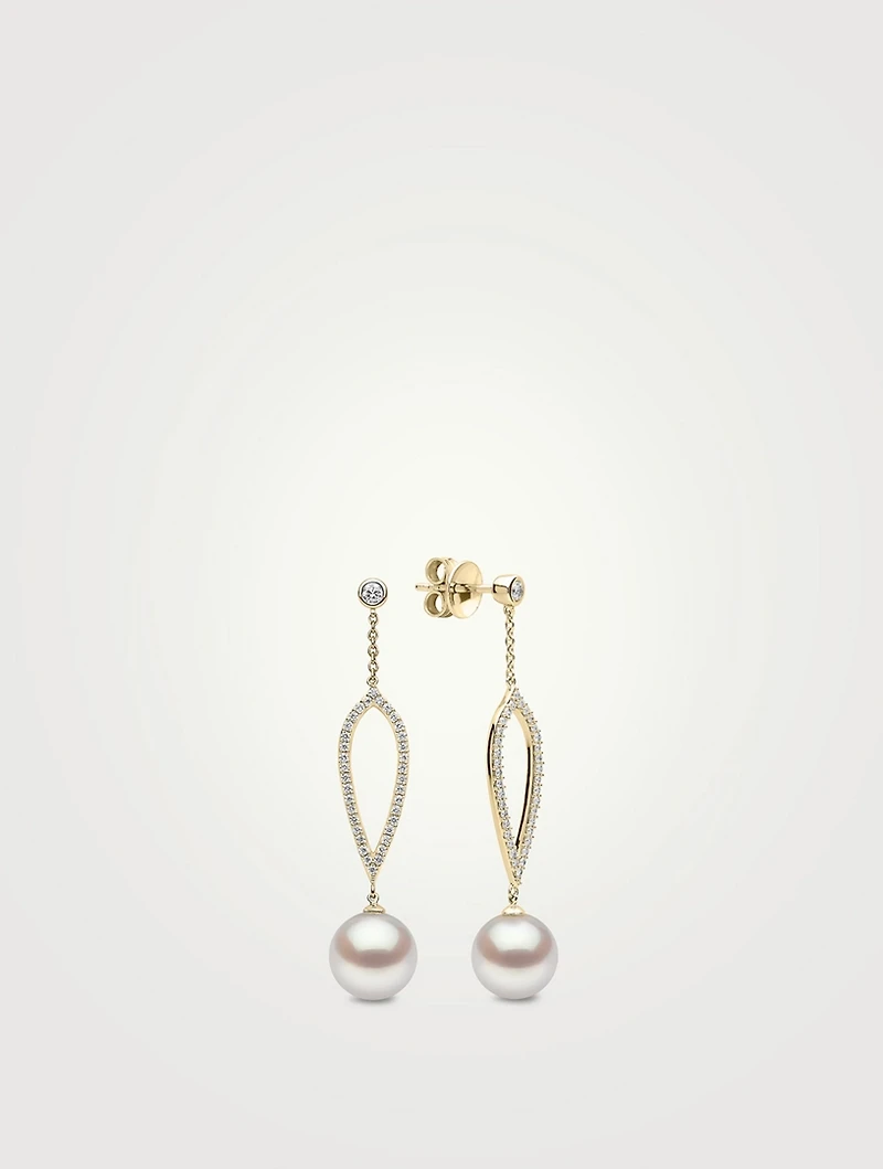 Trend 18K Gold Freshwater Pearl And Diamond Earrings