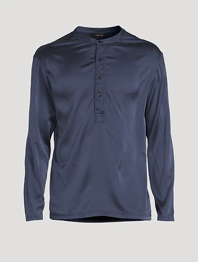 Silk Pajama Henley Shirt