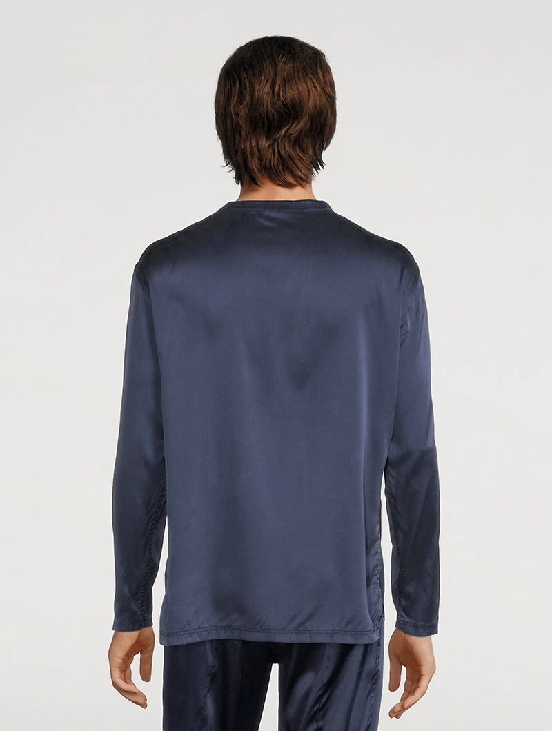 Silk Pajama Henley Shirt