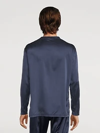 Silk Pajama Henley Shirt