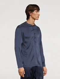 Silk Pajama Henley Shirt