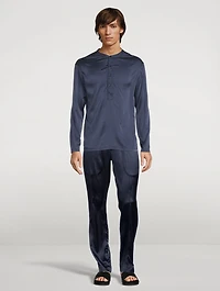 Silk Pajama Henley Shirt