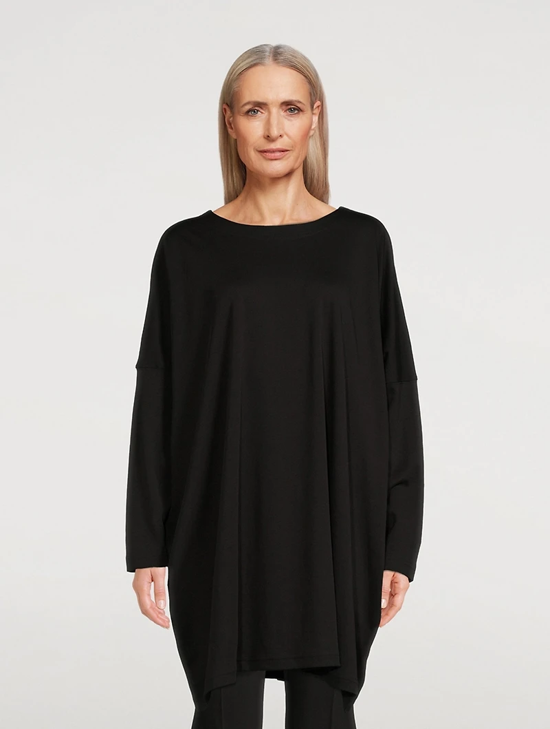 Extra-Wide Cotton Long-Sleeve T-Shirt