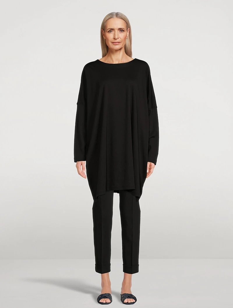 Extra-Wide Cotton Long-Sleeve T-Shirt