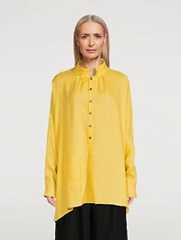 Smock-Neck A-Line Linen Shirt