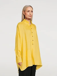 Smock-Neck A-Line Linen Shirt