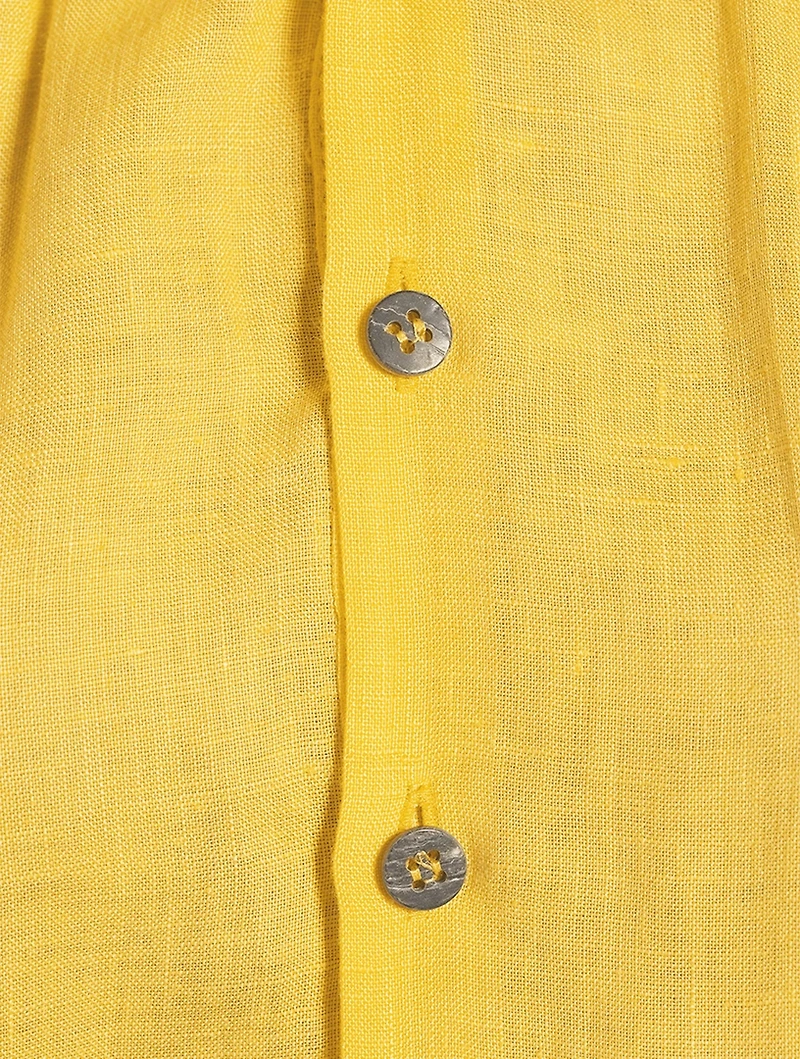 Smock-Neck A-Line Linen Shirt
