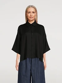 Linen Wide A-Line Short-Sleeve Shirt