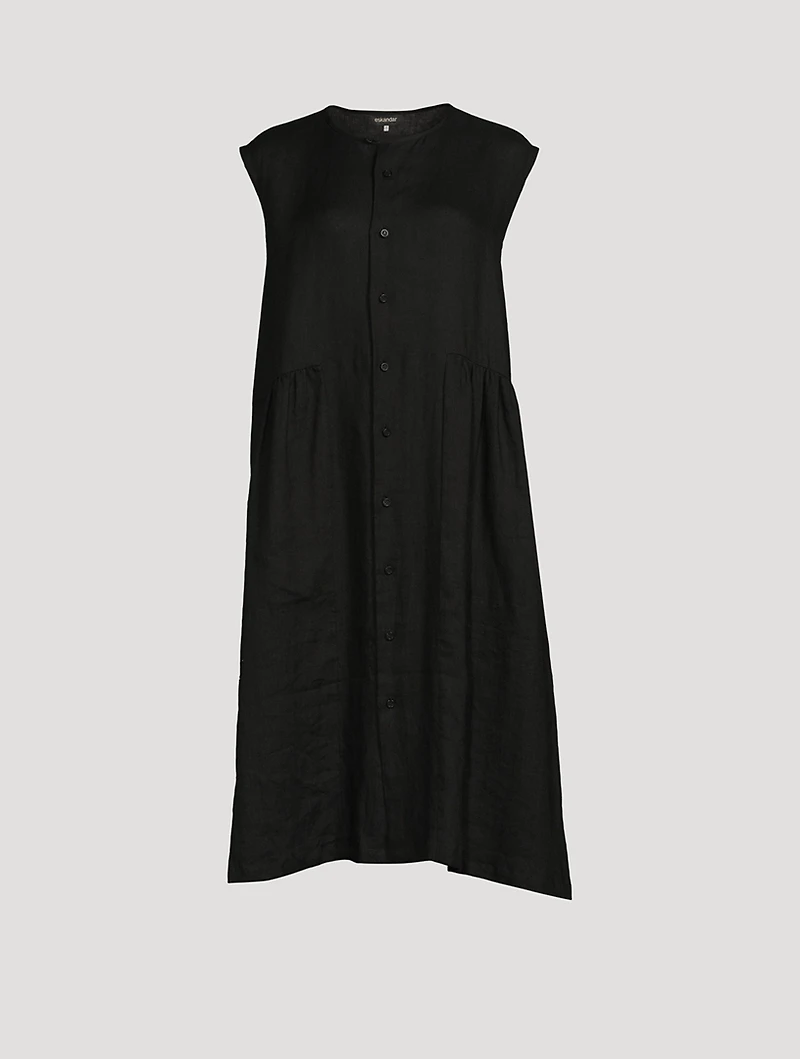 Sleeveless Linen Shirt Dress