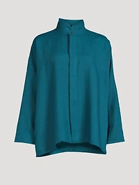 Double Stand Collar Linen Shirt