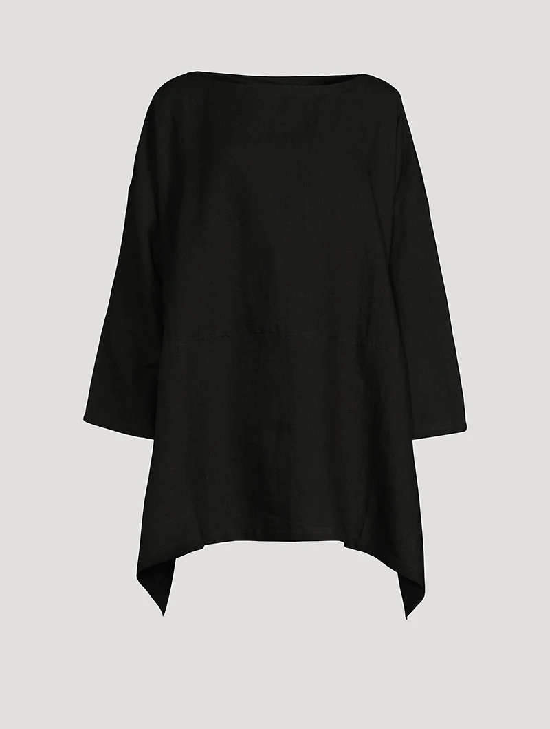 Linen Wide A-Line Scoopneck Long Tunic