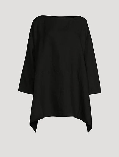 Linen Wide A-Line Scoopneck Long Tunic