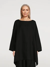 Linen Wide A-Line Scoopneck Long Tunic