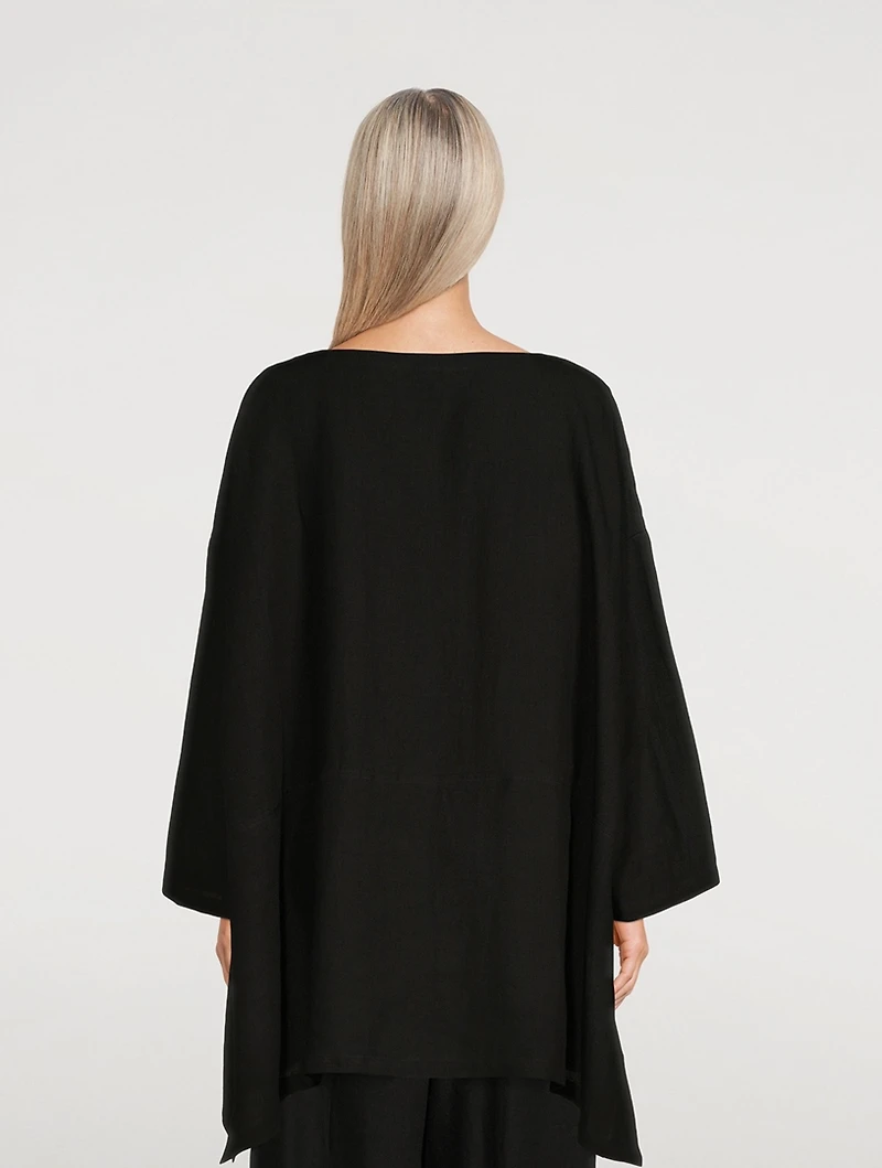 Linen Wide A-Line Scoopneck Long Tunic
