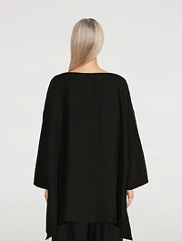 Linen Wide A-Line Scoopneck Long Tunic