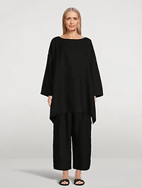 Linen Wide A-Line Scoopneck Long Tunic