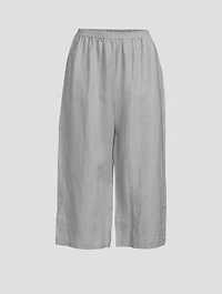 Japanese Cropped Wide-Leg Linen Trousers