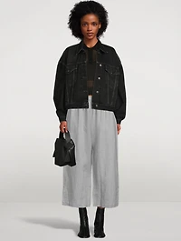 Japanese Cropped Wide-Leg Linen Trousers