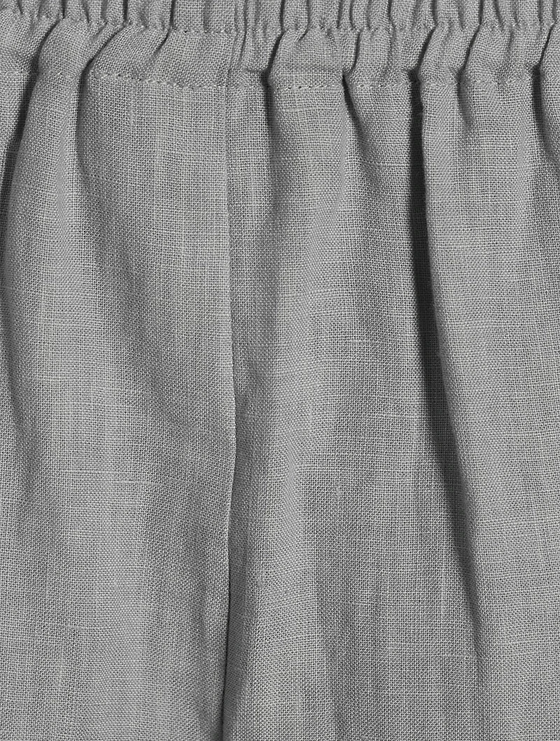 Japanese Cropped Wide-Leg Linen Trousers