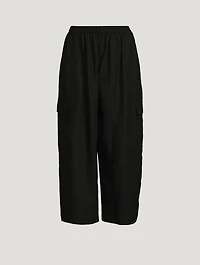 Japanese Wide-Leg Linen Cargo Trousers