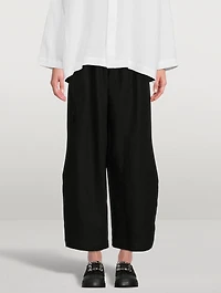 Japanese Wide-Leg Linen Cargo Trousers
