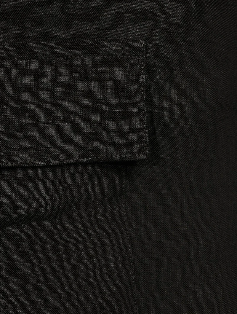 Japanese Wide-Leg Linen Cargo Trousers