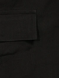 Japanese Wide-Leg Linen Cargo Trousers