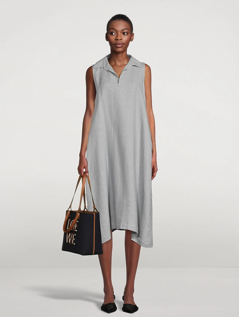 Linen Sleeveless Midi Dress