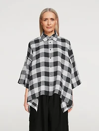 Gingham Linen Wide Shirt