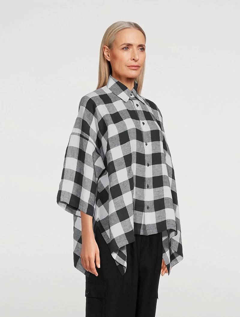 Gingham Linen Wide Shirt