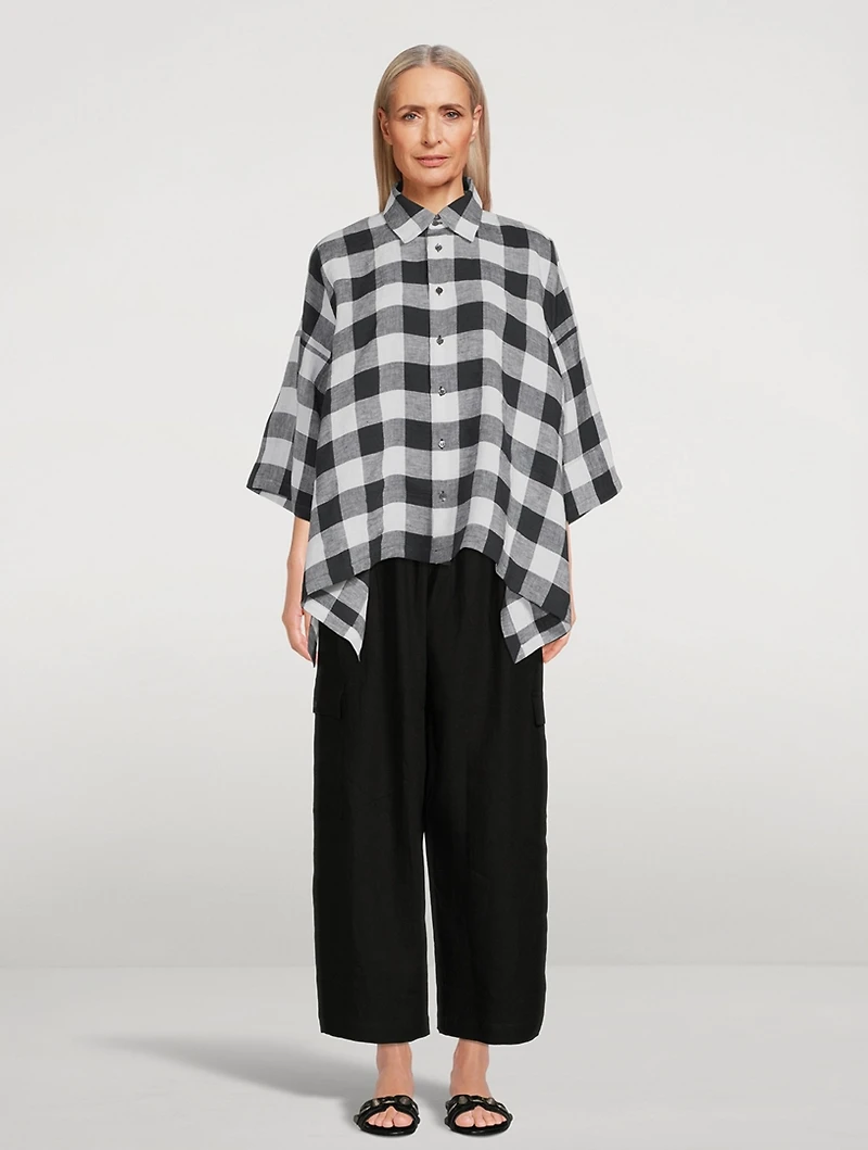 Gingham Linen Wide Shirt