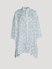 Wide Collarless Long Shirt