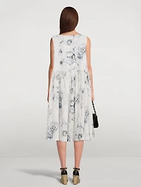 Sleeveless Linen Dress Floral Print