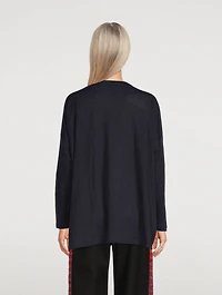 Linen Long-Sleeve V-Neck Sweater
