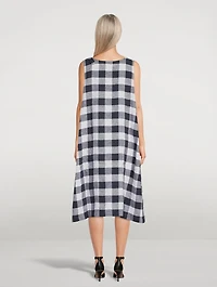 Gingham Linen Sleeveless Midi Dress