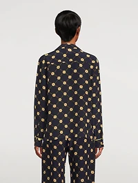 Silk Pajama Shirt Daisies Print