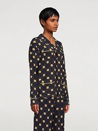 Silk Pajama Shirt Daisies Print