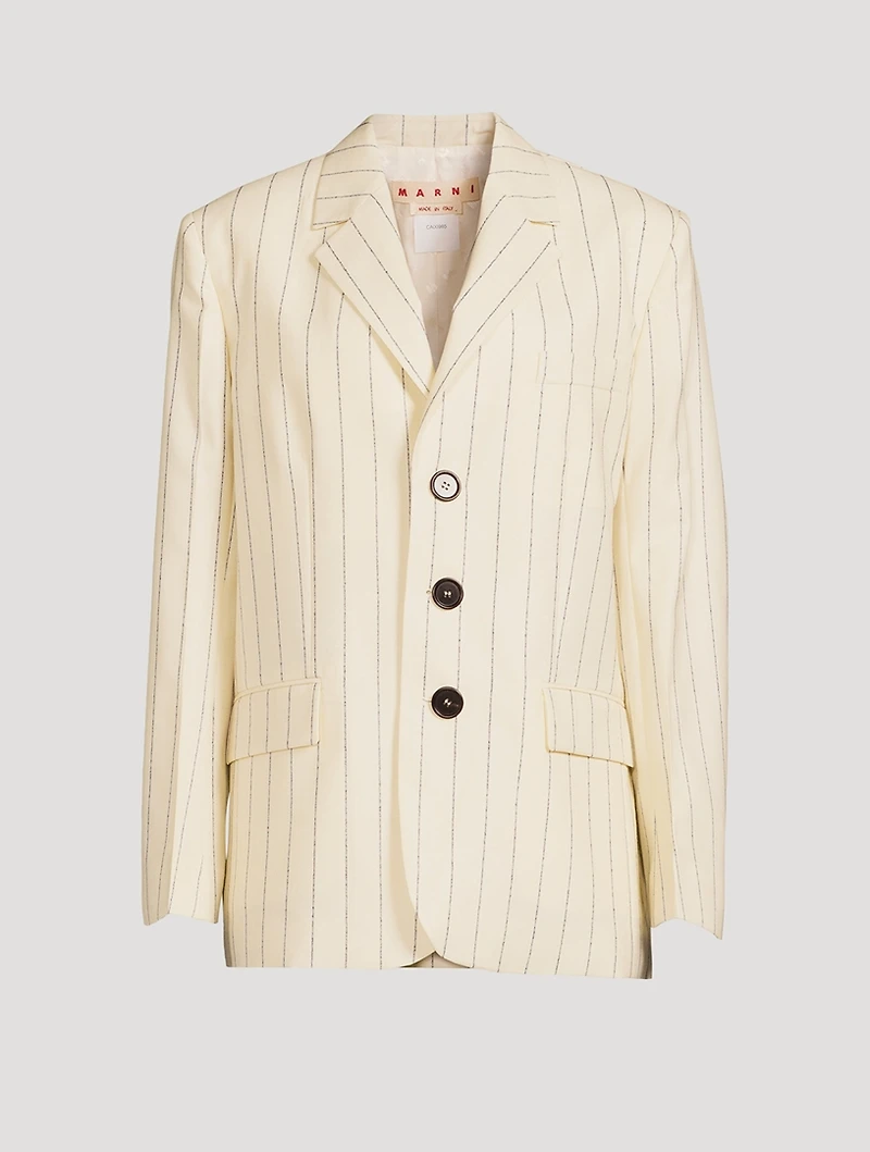 Wool Blazer Pinstripe Print
