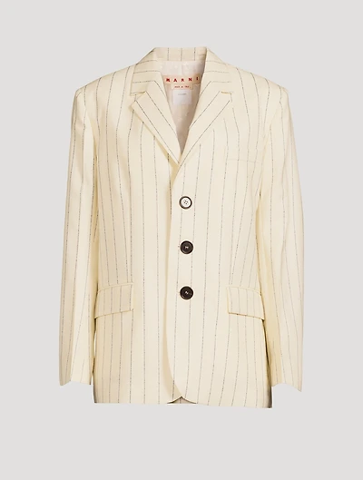 Wool Blazer Pinstripe Print