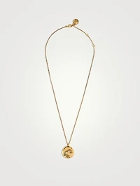 24K Gold Plated Talisman Mini Libra Medallion Necklace With Turquoise