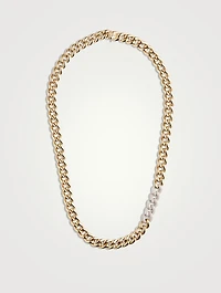 14K Gold Curb Chain Necklace With Diamonds
