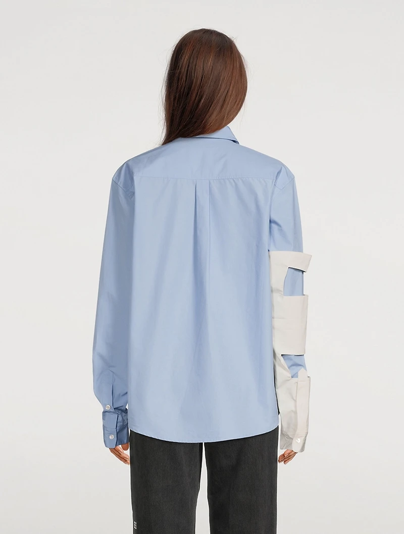 Asymmetric-Sleeve Cotton Shirt