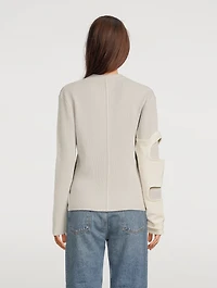 Asymmetric-Sleeve Wool And Silk Sweater