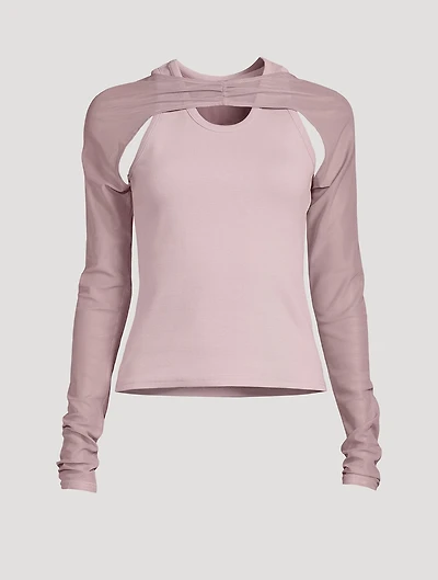 Ribbed Tank Top With Mesh Sleeves
