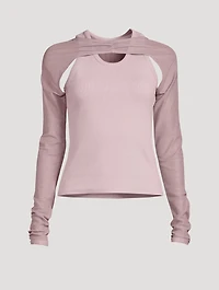 Ribbed Tank Top With Mesh Sleeves