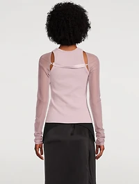 Ribbed Tank Top With Mesh Sleeves