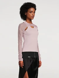 Ribbed Tank Top With Mesh Sleeves