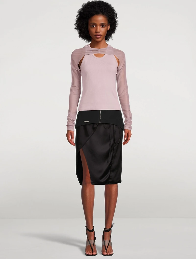 Ribbed Tank Top With Mesh Sleeves