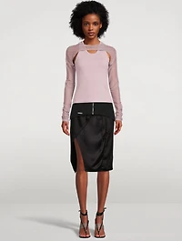 Ribbed Tank Top With Mesh Sleeves