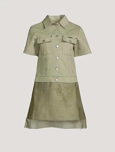 Double-Layered Denim Shirt Dress